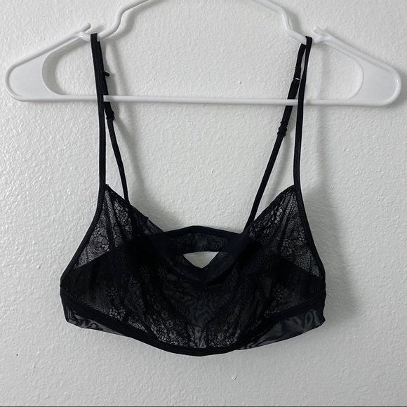 Free People Other - Free People Black Mesh & Lace Sheer Square Top Bra